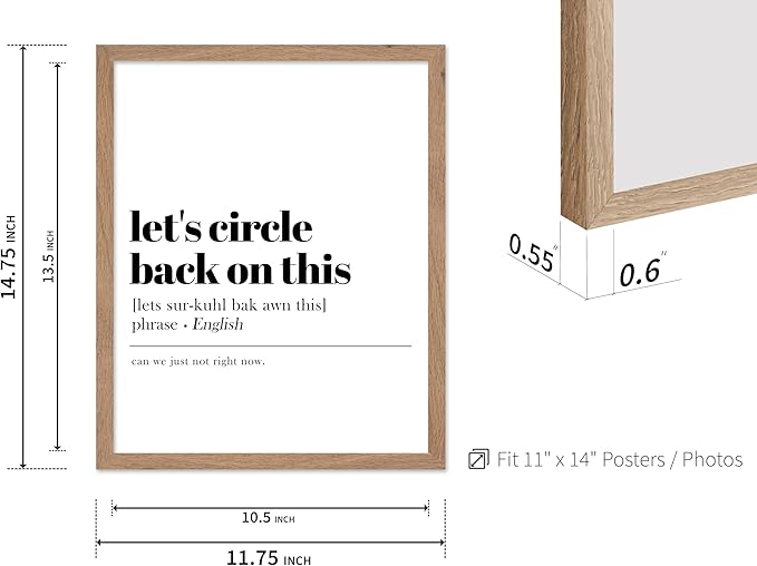 Poster Master Typography Poster - Retro Dictionary Print - Let's Circle Back on This Definition, Book Page, Funny - Gift for Colleague, Friend - Wall Decor for Home, Office, 11x14 Beige Framed