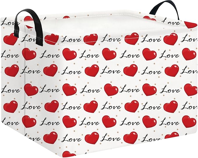 NTAOHAMPER Mothers Day Gifts Love Heart Fabric Storage Basket Empty with Handles, Books Box, Baby Shower Baptism Lovely Storage24L(Heart)