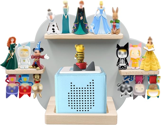 Taladad for TonieBox and Tonie Shelf Cloud,Tonies Storage for 12-20 Tonie Figures Characters Magnetic Wall Shelf for Tonies Toniebox, Charging Station (Grey)