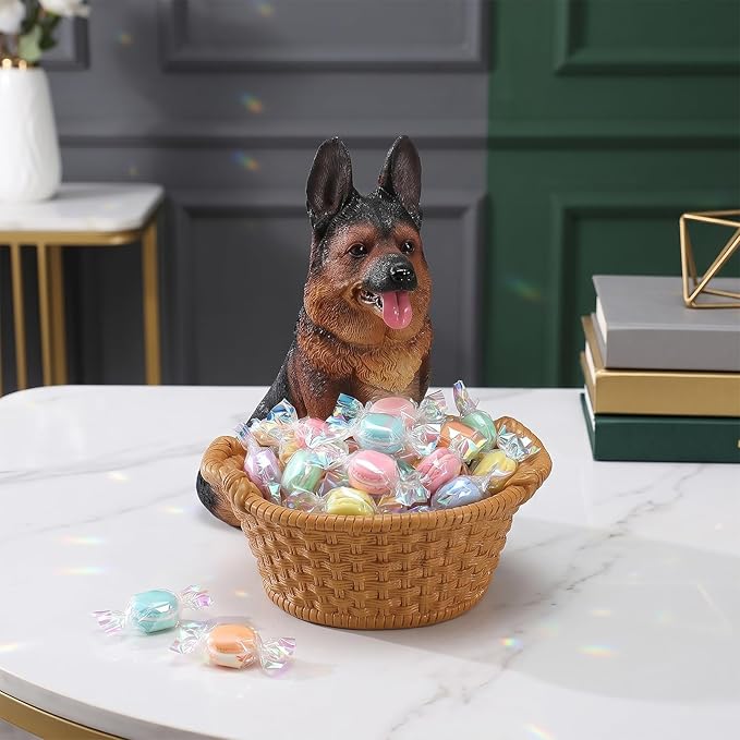 Dog Resin Storage Basket, Desktop Organizer for Remote & Keys, Cute Home Decor Tray, Ideal present for Pet Lovers.(German Shepherd)