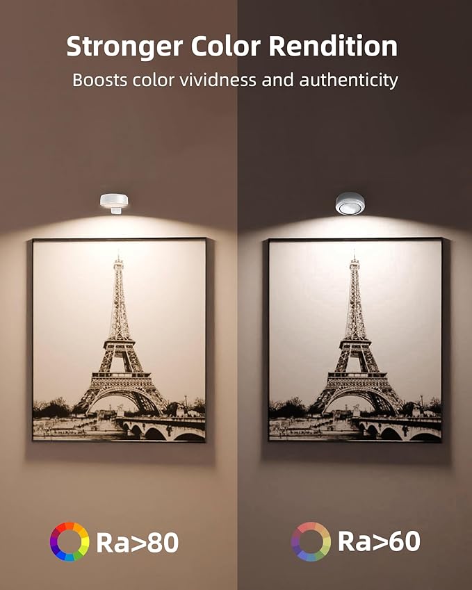 EZVALO Picture Lights for Wall, 2000mAh Rechargeable Battery Magnetic Poster Lights with 3 Color Temps & 12 RGB, Remote Dimmable Timer Painting Light, Wall Decor Light for Art Display, Frame (3 Pack)