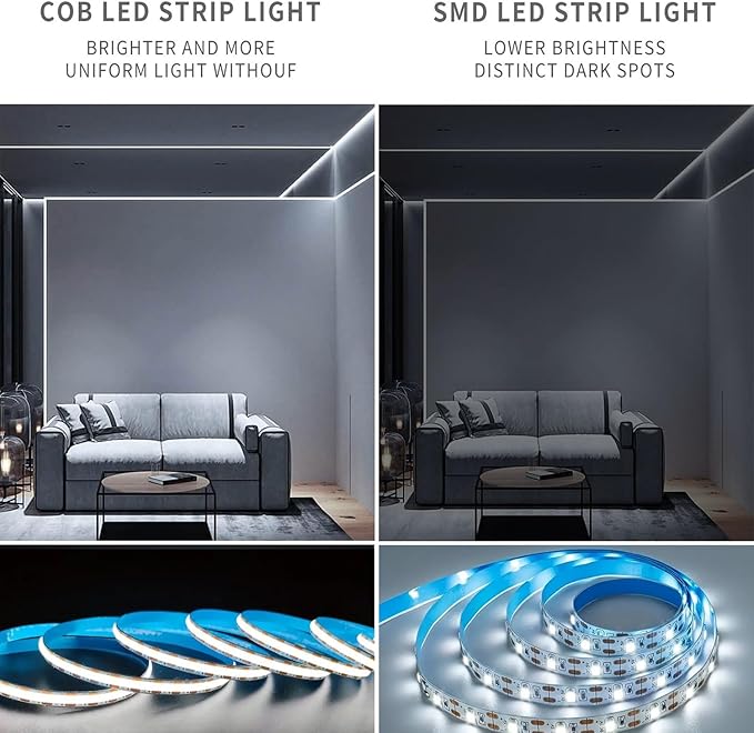 ZSLAIFU 5V LED Strip Lights, White USB LED Light Strip, 3.28FT Dimmable Cob LED Strip Light, High Brightness Short LED Strip for Display Cabinet, Living Room, TV Lights