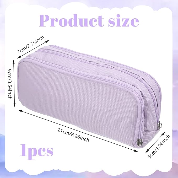 Large Capacity Storage Bag Big Zipper Pouch Box Bag Cute Stuff Aesthetic Organizer Office Home Supplies for Men Women Adults (Purple)
