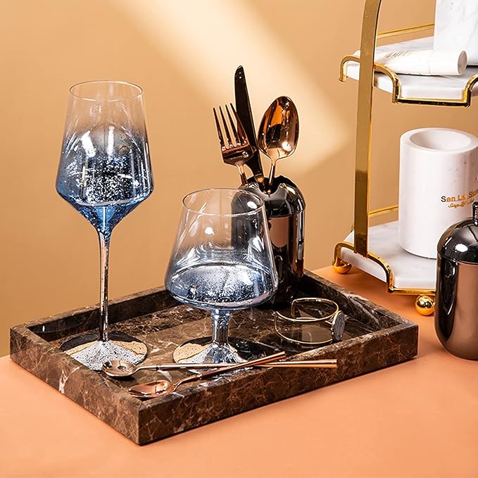 Natural Marble Storage Vanity Tray, Cosmetics Jewelery Tray, Kitchen Organizer, Coffee Table Tray (Coffee Net, 11.8L x 7.87W x 1.18H)