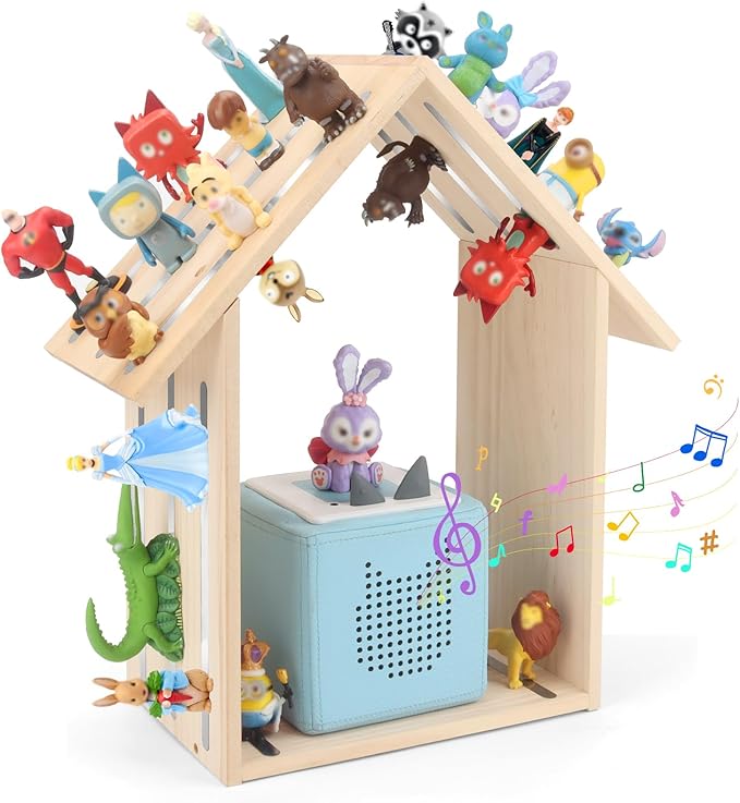 for Tonies Box Shelf Magnetic Storage Shelf, Large Size House for TonieBox 1/2 Player Tonies Figures Characters for Children Room, Wall-Mounted and Desktop Placement