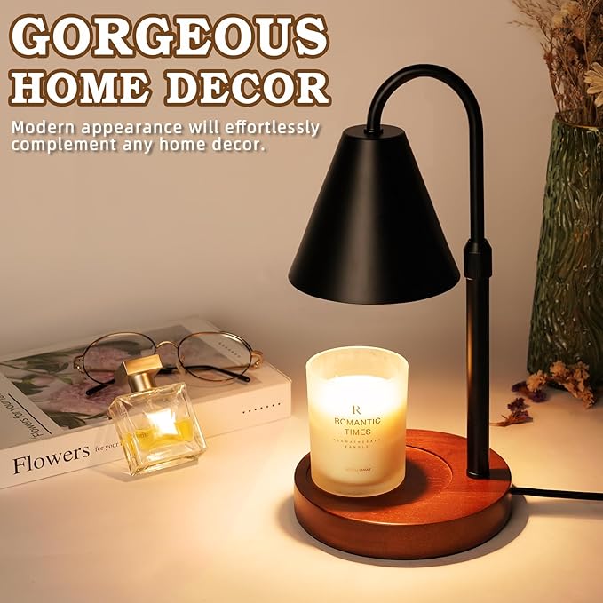 Candle Warmer Lamp with Timer Dimmable 2 Pack,Mothers Day Birthday Gifts for Women Mom, Modern Candle Lamp, Black Candle Warmer for Jar Scented Candles, Home Decor, Wax Melt Warmer with 4 Bulbs