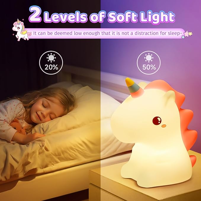 One Fire Unicorn Night Light for Kids, 16 Colors & Remote Control Baby Night Light, Rechargeable Unicorn Lamp, Cute Gifts for Kids Gifts Teen Girl Gifts