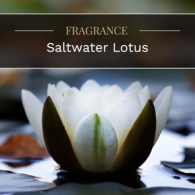 Candle-lite Scented Candles, Saltwater Lotus Fragrance, One 18 oz. Single-Wick Aromatherapy Candle with 110 Hours of Burn Time, White Color