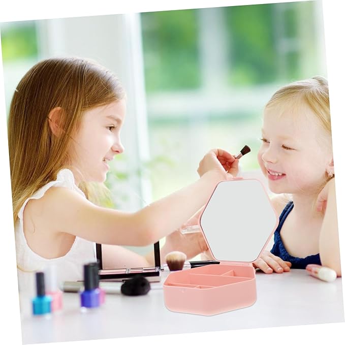 SHOWERORO Portable Jewelry Storage Box Mirror Compact Makeup Organizer Stylish Design for Earrings Necklaces and Bracelets Travel-friendly Jewelry Holder for Women and Girls