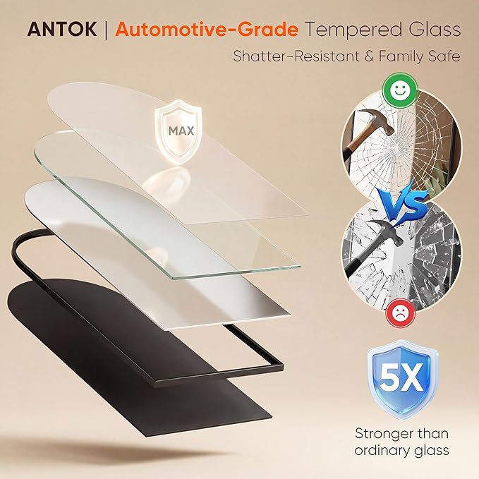 Antok 56" x15” Arched Full Length Floor Mirror, Black Aluminum Frame, Free Standing/Wall Mount/Leaning for Bedroom, Living Room, Dressing Room