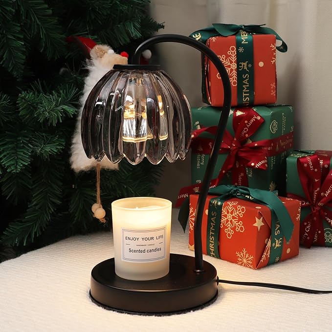Fragrance Candle Warmer Lamp, Dimmable Candle Warmer with Timer & 2 Bulbs, Vintage Black-Gray Candle Lamp, Wax Warmer Lamp for Jar Candles, Birthday Gift for Women New Home Decor