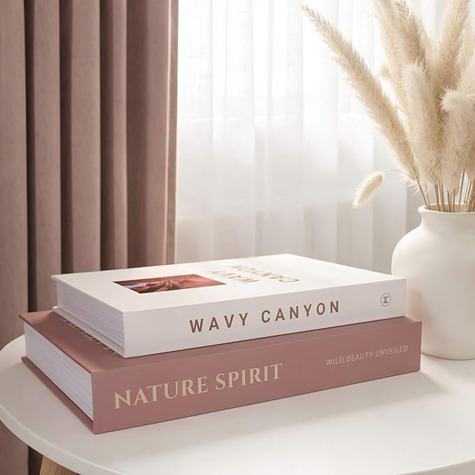 MAOBUYOU Elegant Decorative Books - Set of 2 Stylish Fake/FauxBook Boxes for Coffee Table, Bookshelf and Mantel Decor, Modern Home Aesthetic, Hidden Storage Box for Living Room, Bedroom and Office