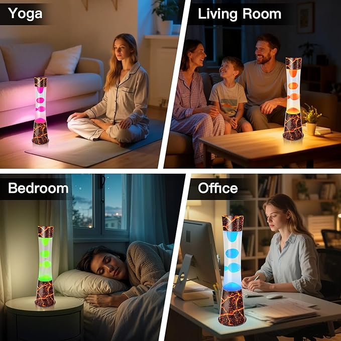 15.5-Inch Color Changing LED Lamp,Smart Timer Remote-Controlled Volcano Large Liquid Motion Lamp,Dynamic Shadow Ambiance Night Light & Christmas Gifts