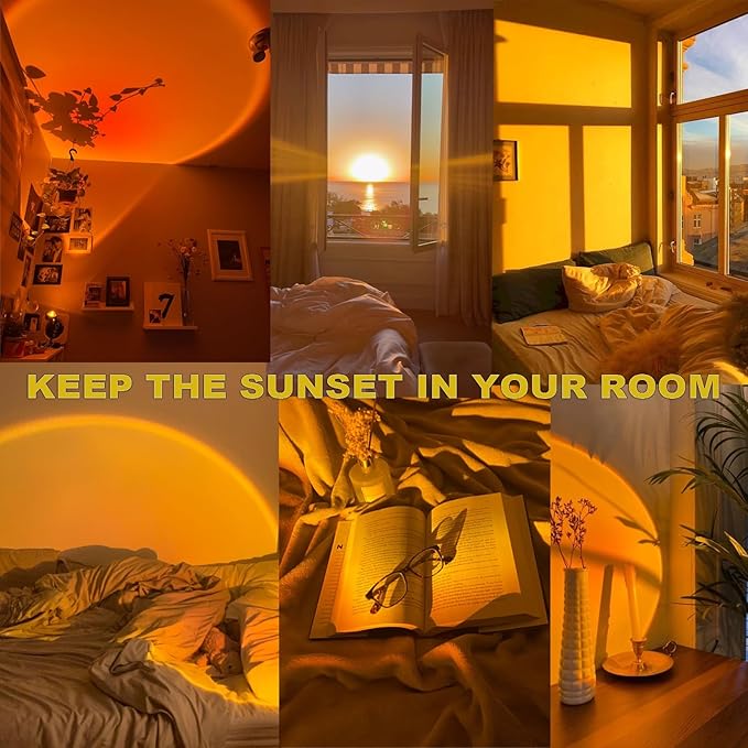 CORATED Sunset Lamp, Projector Sunset Light 180 Degree Rotation Projection LED Night Light for Photography, Selfie, Home and Bedroom Decor (Sunset Red)