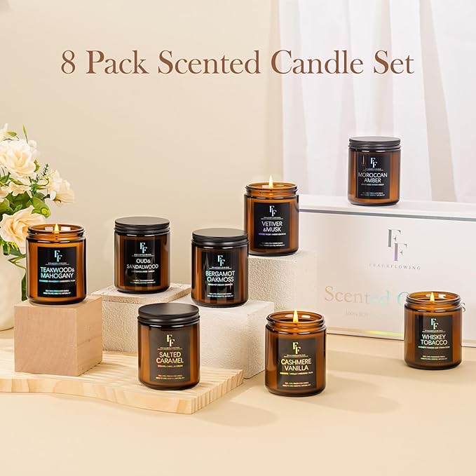 Salted Caramel Scented Candle for Home Soy Wax Candle, Aromatherapy Candle Gift for Women Men, 7oz
