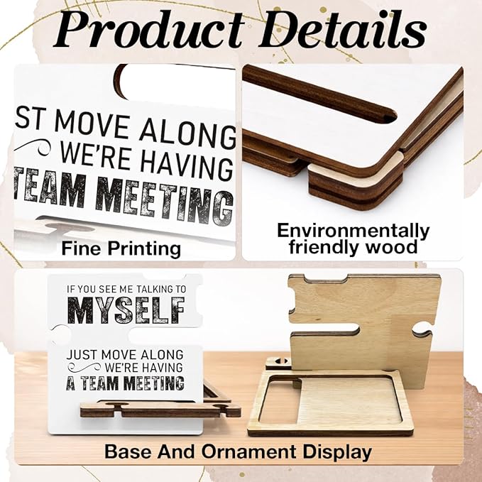 Funny Office Gift - Multi-functional Desk Organizer - Humorous Office Quote Wooden Decor Sign for Women Co-worker Desk Table Shelf