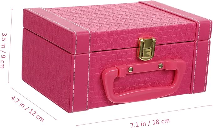 PartyKindom Jewelry Box Standing Organizer Makeup Jewelry Storage Buckle Lock Case Elegant for Friends