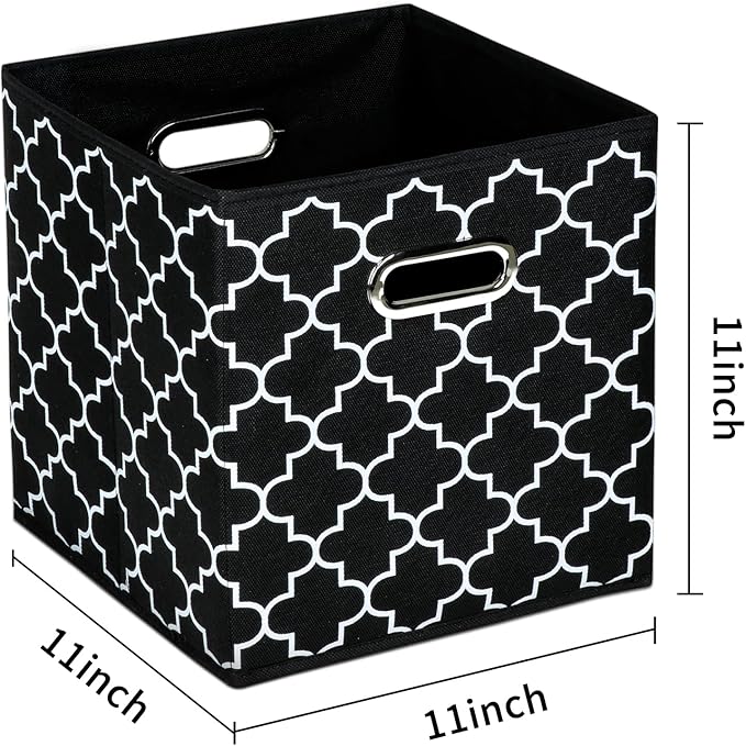 Fabric Cloth Storage Bins,Fabric Cube Organizer with Dual Handles Foldable Cube Storage Baskets for Home Bedroom Storage,Set of 6,(Black light)