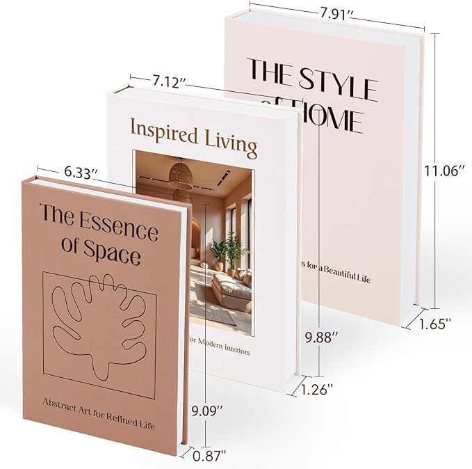 XKDOUS Set of 3 Aesthetic Decorative Books for Home Decor Coffee Table Books Hollow Keepsake Photo Storage Boxes Modern Shelf & Bookshelf Decoration for Living Room, Bedroom