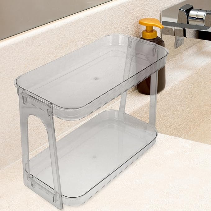GLEAVI Toiletry Storage Rack Bathroom Organizer Makeup and Skincare Holder for Vanity and Countertop Pet Material for Kitchen and Bathroom Use