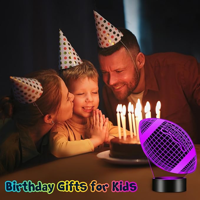 Linkax Football Gifts for Teens Boys Girls, Rugby 3D Illusion Night Light Christmas Gifts for 6 7 8 9 10 11 12 13 Year Old Birthday Presents Room Decor