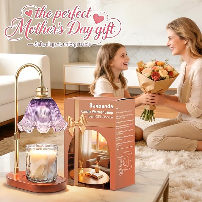 Banbanda Candle Warmer Lamp with Timer: Mothers Day Gifts,Birthday Gifts for Women, House Warming Gifts New Home Decor – Height Adjustable Candle Lamp