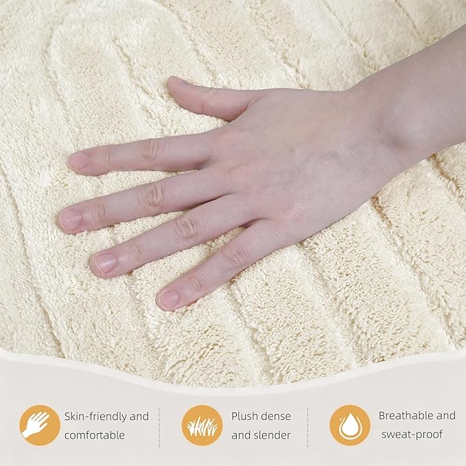 8x10 Solid Color Area Rug, Washable Beige Modern Geometric Living Room Rug,Minimalist Linear Carpet with Soft High-Low Pile, Fluffy Floor Rugs for Bedroom, Kids Room, Nursery, Home Déco
