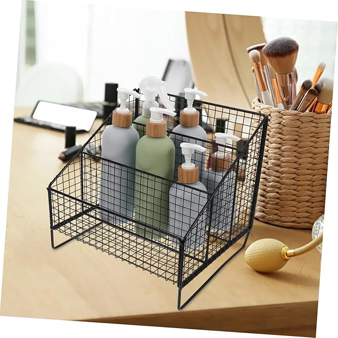 Metal Wire Tea Bag Holder Organizer Rack Compartments for Tea Bags Capsules Makeup Storage Stylish Design for Kitchen Cosmetic Organization