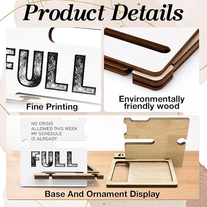 Funny Office Gift - Multi-functional Desk Organizer - Motivational Thank You Team Office Quote Wooden Sign for Coworker Woman Office Desk Shelf Decor