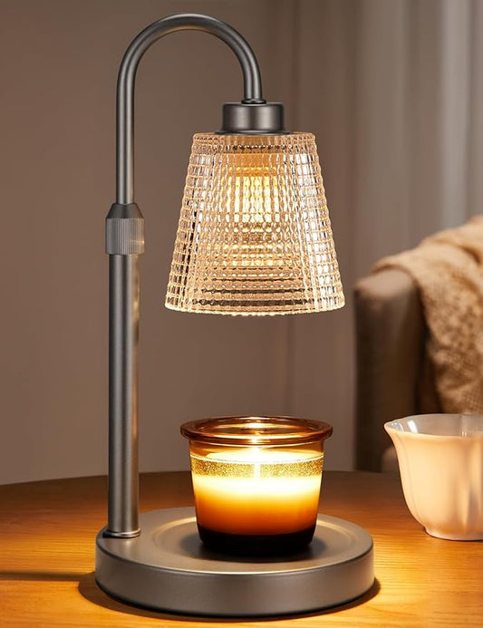 Innqoo Gray Candle Warmer Lamp with Timer, Dimmable Candle Warmer for Jar Candles, Height Adjustable Wax Melts Warmer, Birthday Gifts for Women Mom, House Warming Gifts New Home Decor