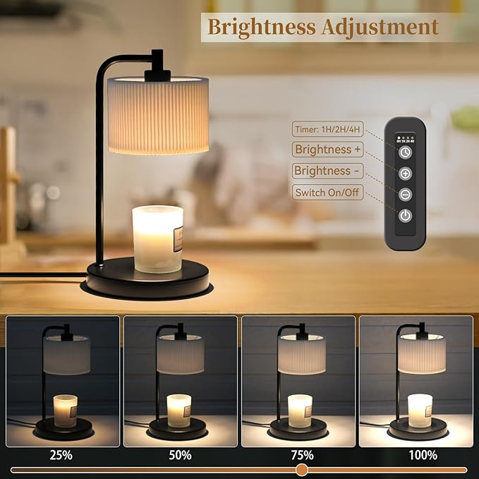 NITOWOLF Candle Warmer Lamp with Timer, Dimmable Wax Warmer Lamp Candle Lamp for Scented Candles with Bulbs, Mothers Day Gifts for Mom, Birthday Gifts for Women(Black)