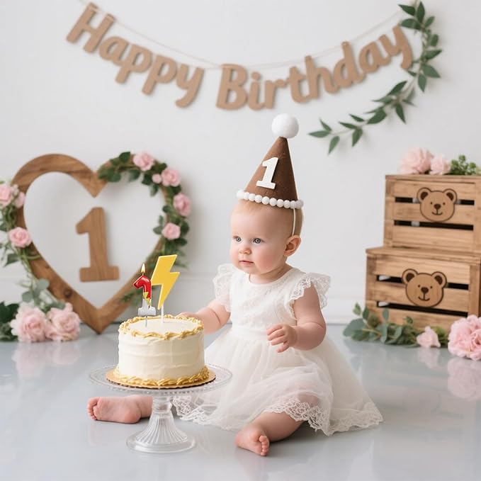 Red and White Birthday Number Candle Cartoon Style Cake Topper for Kids, Cute Decorative Numeral for Animated Theme Party & Anniversary Celebration(Pink Dot, 1)