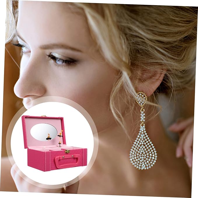 balacoo Elegant Jewelry Box Organizer Pink Storage Case for Jewelry Makeup and Accessories Buckle Lock for Women and Girls