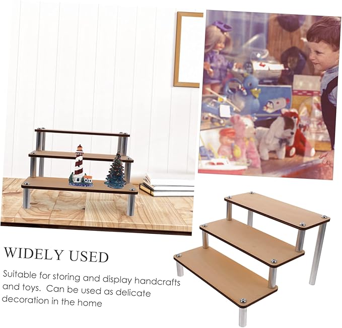 Wooden Figurine Display Stand 3-tier Makeup Organizer Fragrance Stand for Vanities
