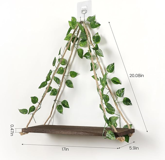 Forest Angle Shelf for Wall,Floating Shelves,Floating Shelves for Wall No Drilling,Adhesive Shelves,Command Strip Shelf,Room Decor Aesthetic,Plant Shelf Wall,Whimsical Decor,2-Piece Set(Green Leaf)