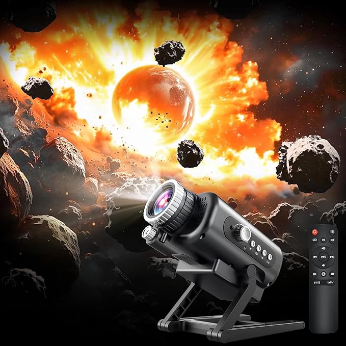 3D Galaxy Star Projector for Bedroom, 60 Themes HD 3D Planetarium Projector with Bluetooth Speaker, 1H/2H Timer, Night Light for Bedroom, Home Decor, Valentines Day, Gifts for Girls, Boys Black