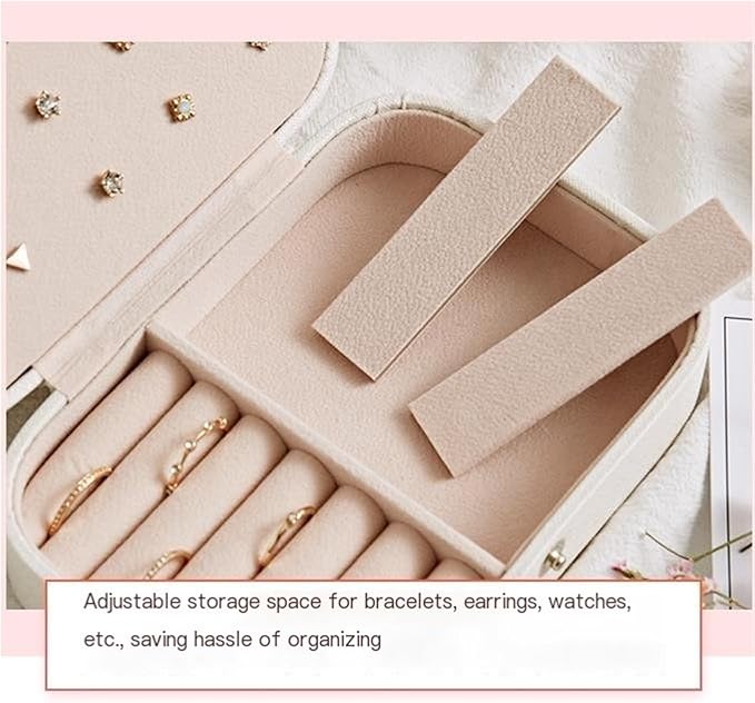 Jewelry Box Portable Travel Jewelry Organizer Necklace Ring Earring Storage Box Double Layer Household Jewelry Box Makeup Organizer for Rings Necklaces Bracelets Earrings ( Color : E , Size : 16*11.5*