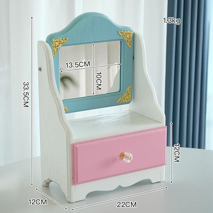 Desktop Makeup Mirror with Drawer Cosmetic Organizer for Skincare