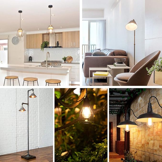 Vintage LED Dimmable Edison Light Bulbs 100W Incandescent Equivalent, 8W 1200Lumens, E26 Base LED Filament Bulb, 2700K Warm White, ST64/ST21 Antique Clear Glass for Home, Reading, Bathroom, 4-Pack