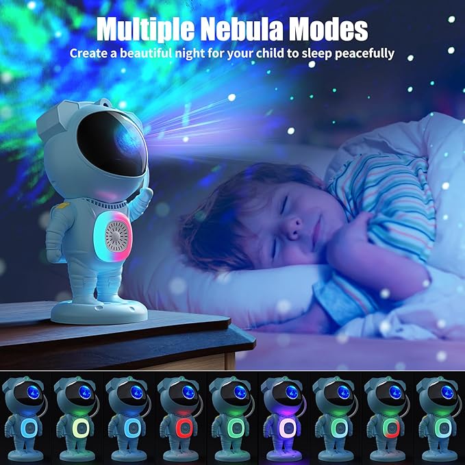 Astronaut Galaxy Projector,Space Projector,with Bluetooth Speaker and Remote Control,360° Adjustable Angle,Spaceman Star Kids Night Light, for Bedroom Ceiling Adult Birthday(Blue)