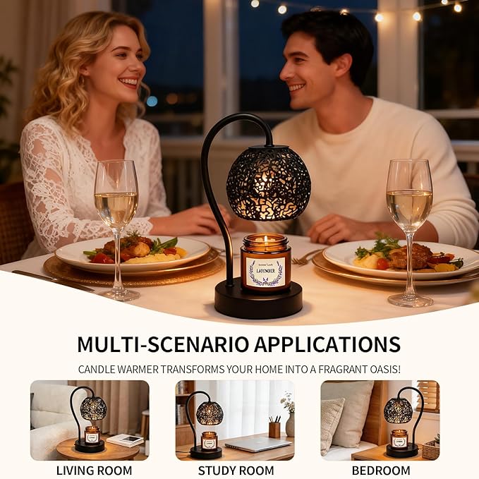 Earth Candle Warmer Lamp with Timer Dimmable, Home Decor & Gifts for Mom Women Wife, Safe Flameless Candle Warmer for Bedroom Home Decor, Wax Melt Lamp Fits All Jar Scented Candles 2 Bulbs