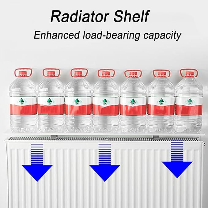 Radiator Shelf Top Bracket Cover Small Floating Organizer Rack for Home Living Room Bedroom Hallway, No Drill Shelf (White, 35.4 in)