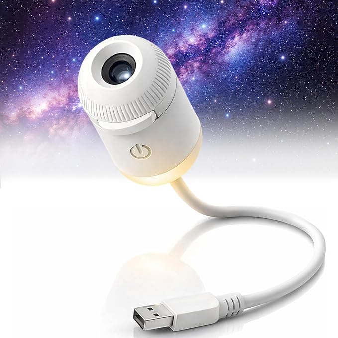 USB Galaxy Star Projector Night Light, 2-in-1 Starry Sky Projector with 6 Projection Films, Adjustable Brightness 360° Rotation, Star Ceiling Light for Bedroom, Car Roof Star Lights for Kids Adults