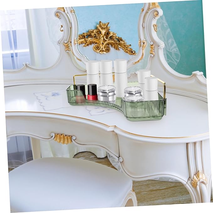 VOSAREA Triangular Makeup Organizer Green Cosmetic Storage Rack Single Layer Vanity Shelf for Bathroom Counter Perfume and Jewelry Display for Bedroom