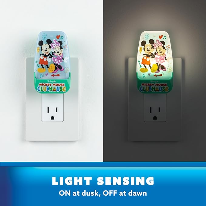 Disney Mickey Mouse Clubhouse LED Night Lights Plug Into Wall NightLight for Kids Room Decor Ambient LightingGirls Boys Bedroom Bathroom Light Nursery 86142