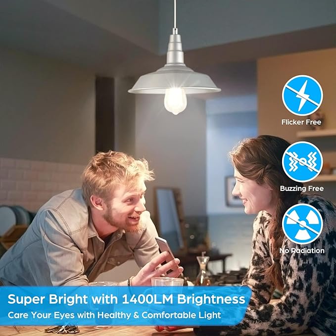 12-Pack Vintage E26 LED Edison Bulbs 100W Equivalent 1400LM High Brightness 8W ST58 LED Filament Light Bulbs 4000K Daylight White Medium Base CRI90+ Antique Clear Glass for Home Office, Non-dimmable