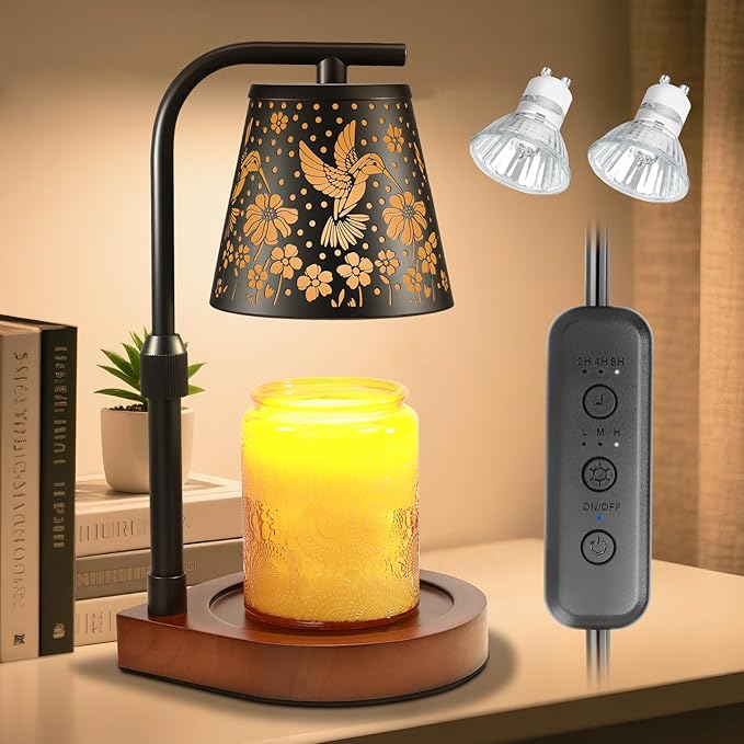 Candle Warmer Lamp with Timer & Dimmer- Electric Wax Melt Warmer with Adjustable Height for Scented Candles, Home Décor Fragrance and House Warming Birthday Gifts for Women Mom