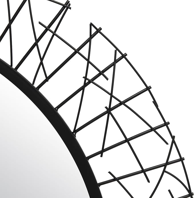SAFAVIEH Home Collection Elsie Black 29-inch Round Decorative Accent Wall Mirror for Bedroom Living Room Bathroom Entryway