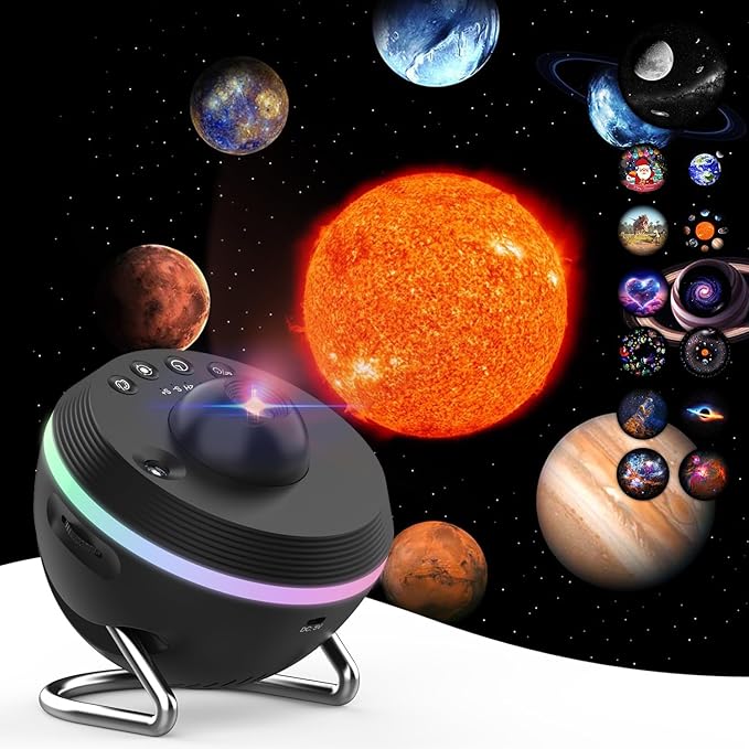 Galaxy Projector, Star Projector with Meteor & 4 Varicolored Lighting Effects, Jellyfish Projector Night Light Space Starry Sky Projector for Bedroom, Ocean Wave Projector for Kids Adults