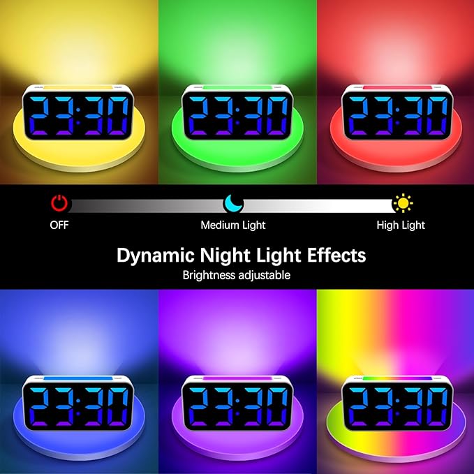 Topski Loud Alarm Clocks for Bedrooms Heavy Sleepers, Digital Bedside Clock with Night Light, Large Display, Dual Alarm, Snooze, Dimmable for Kids Teens Boys Girls